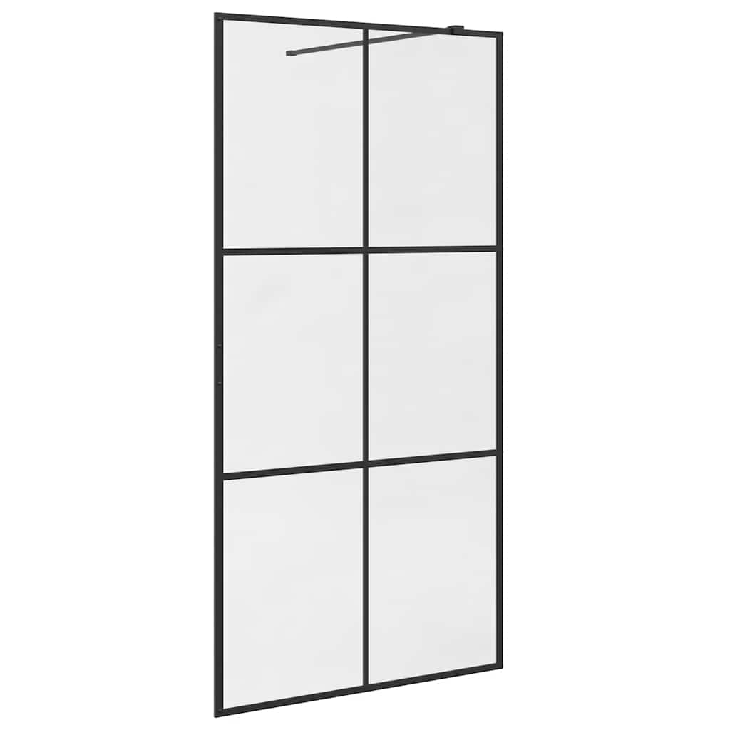 Pregrada za tuširanje s prozirnim staklom ESG 100 x 195 cm crna