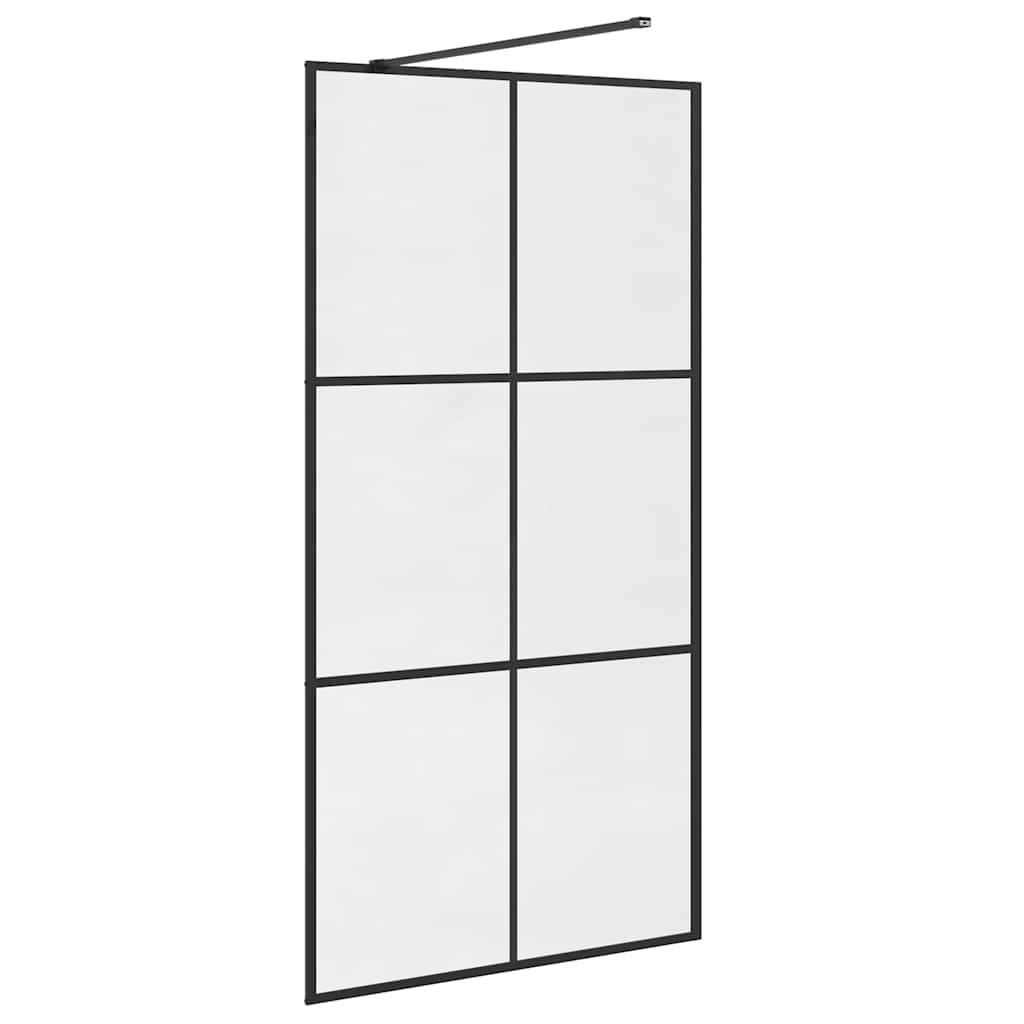 Pregrada za tuširanje s prozirnim staklom ESG 100 x 195 cm crna