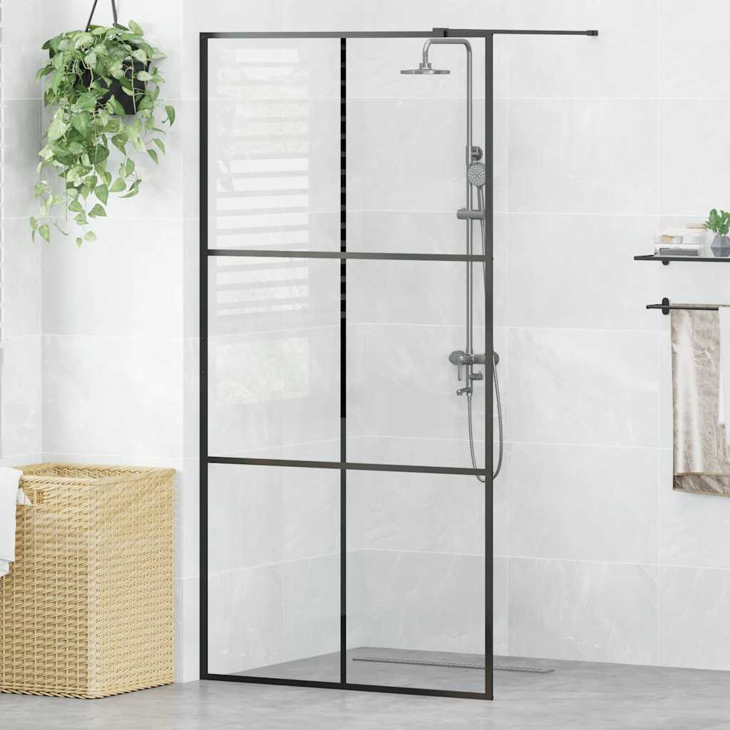 Pregrada za tuširanje s prozirnim staklom ESG 100 x 195 cm crna