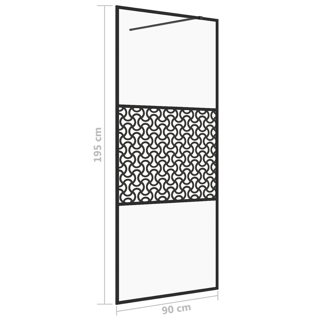 Pregrada za tuširanje s prozirnim staklom ESG 90 x 195 cm crna