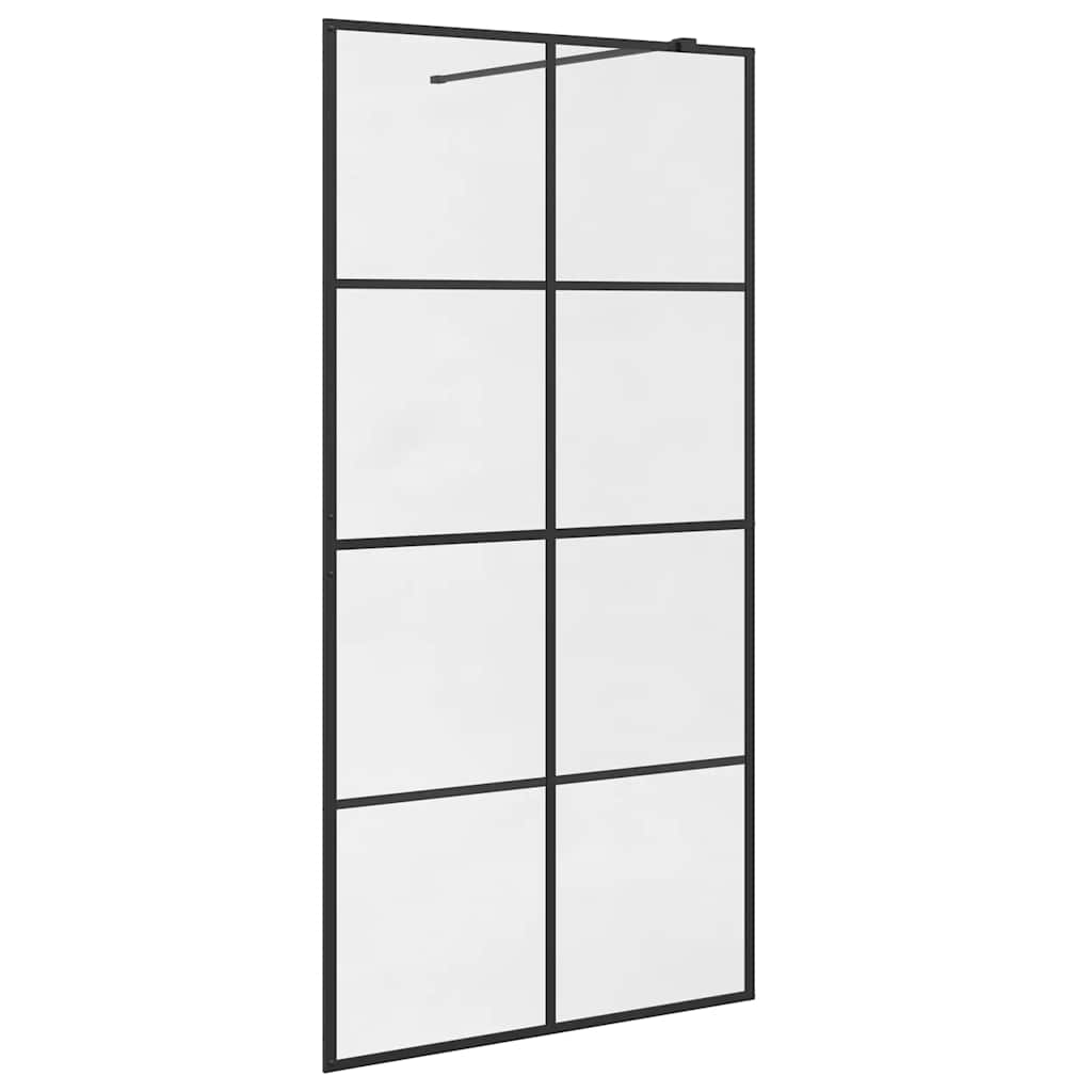 Pregrada za tuširanje s prozirnim staklom ESG 100 x 195 cm crna
