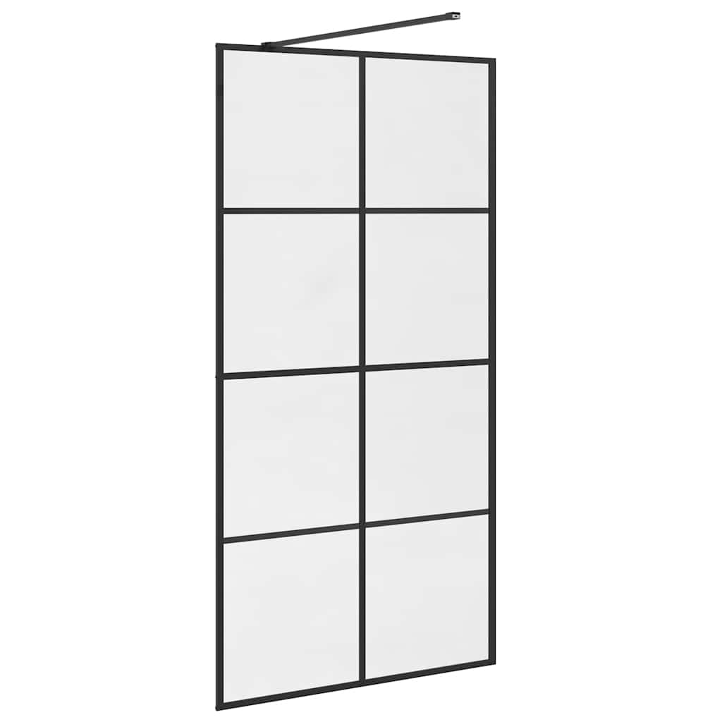 Pregrada za tuširanje s prozirnim staklom ESG 100 x 195 cm crna