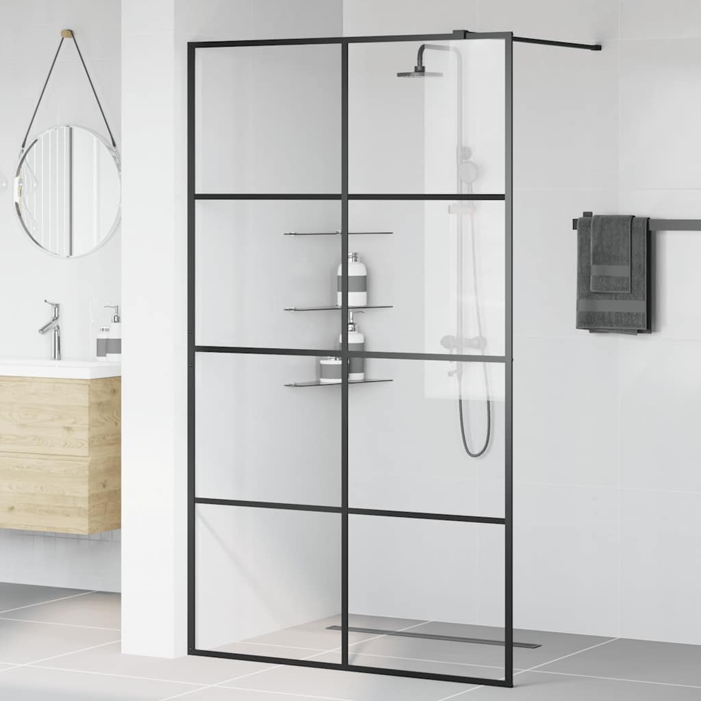 Pregrada za tuširanje s prozirnim staklom ESG 115 x 195 cm crna