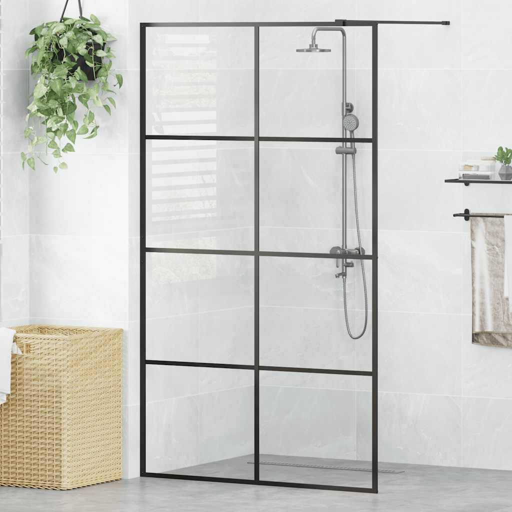 Pregrada za tuširanje s prozirnim staklom ESG 115 x 195 cm crna