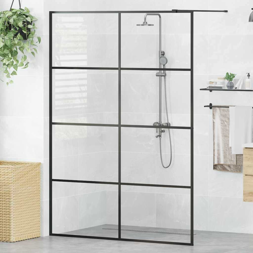 Pregrada za tuširanje s prozirnim staklom ESG 140 x 195 cm crna