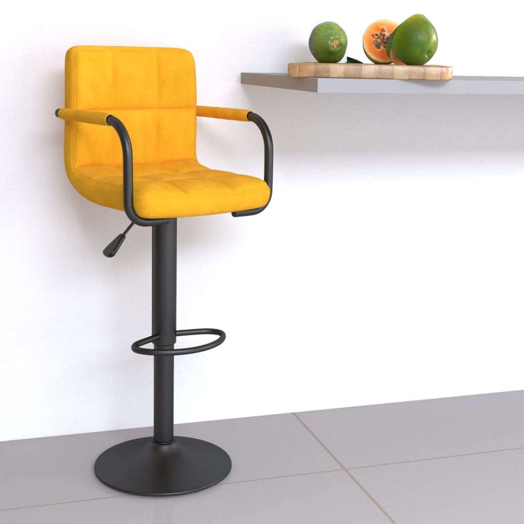 Barski stolac boja senfa baršunasti