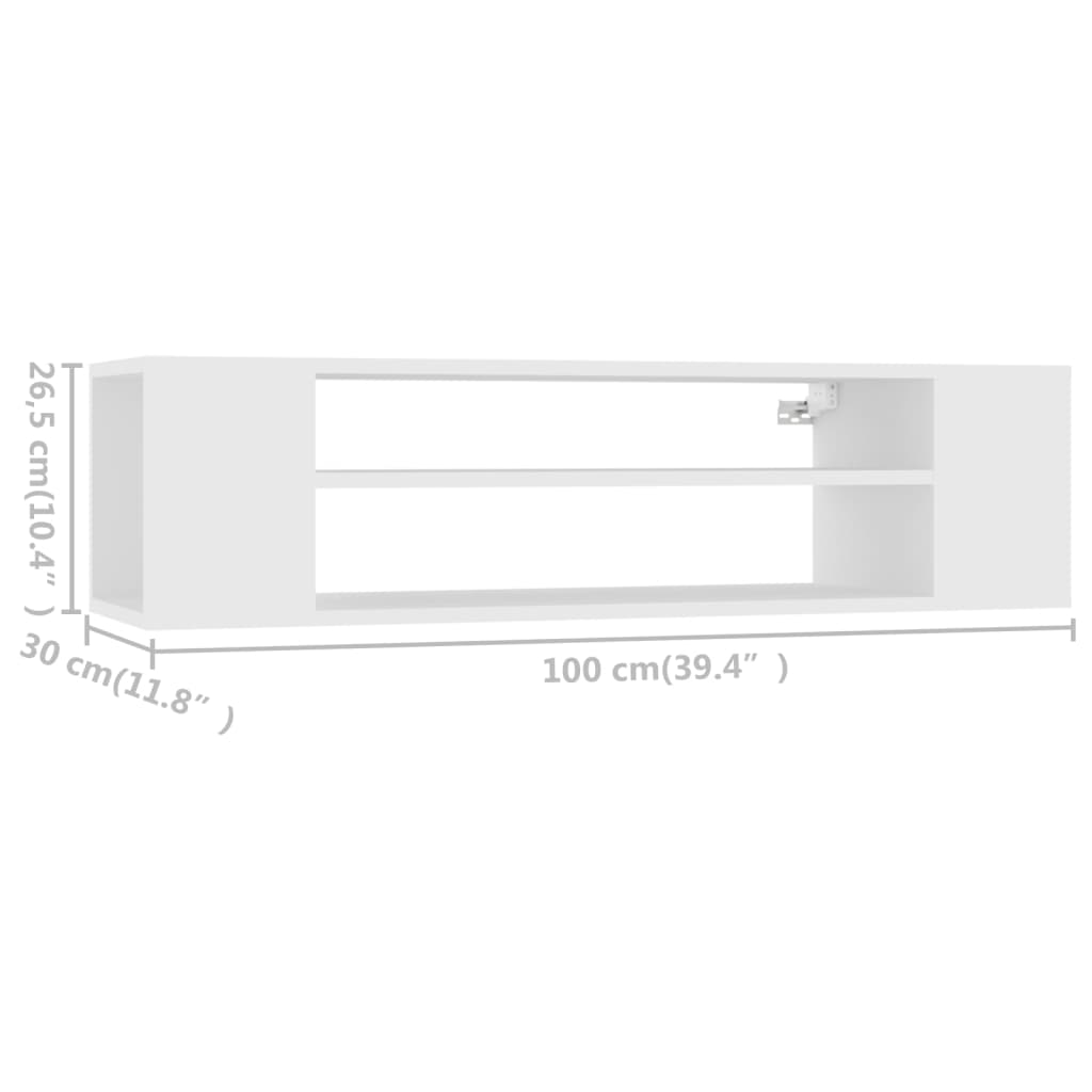 Viseći TV ormarić bijeli 100 x 30 x 26,5 cm konstruirano drvo