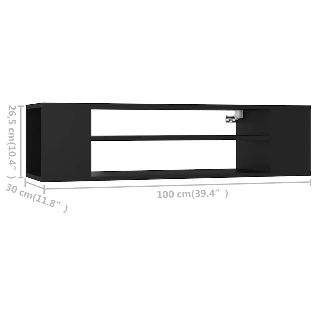 Viseći TV ormarić crni 100 x 30 x 26,5 cm konstruirano drvo