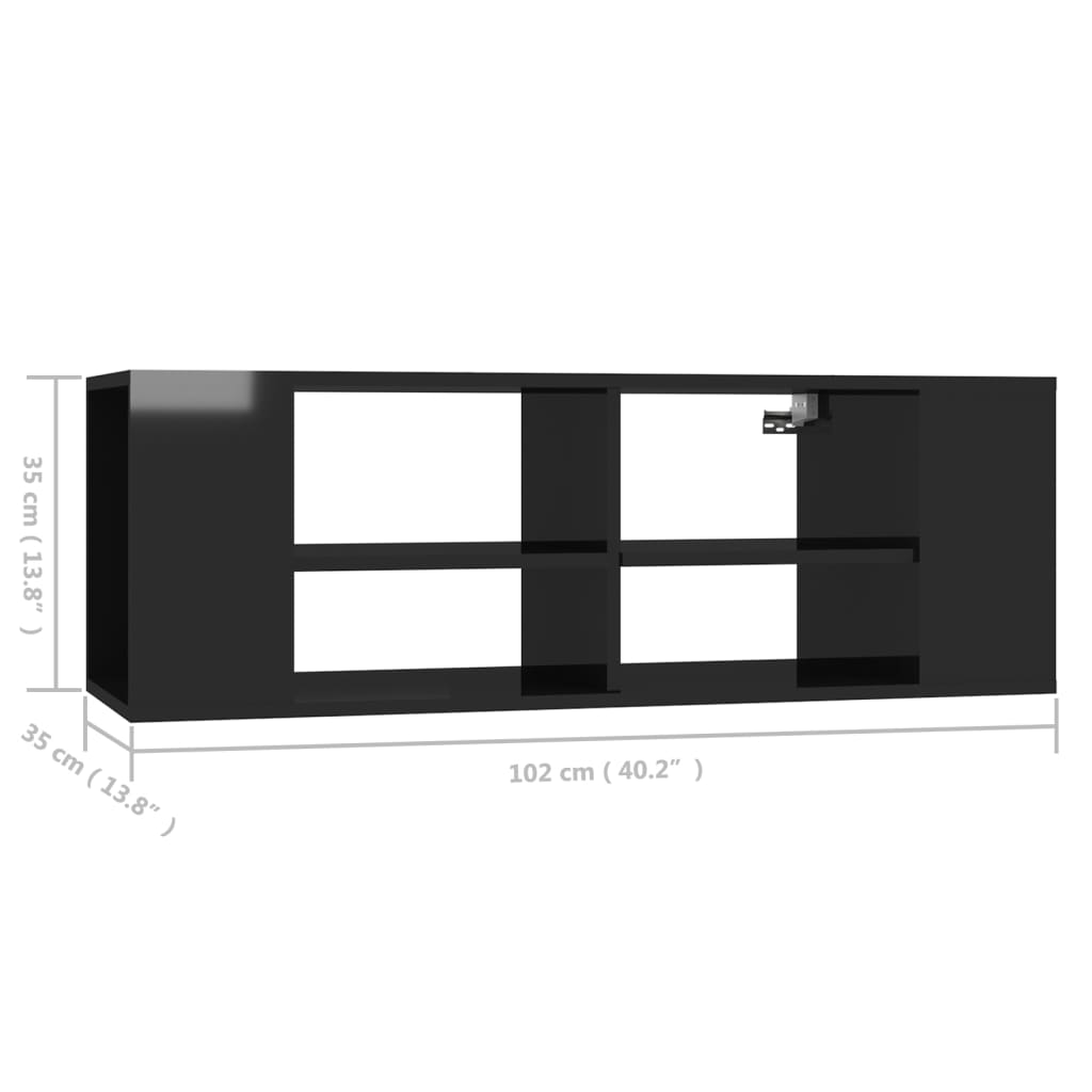 Zidni TV ormarić sjajni crni 102 x 35 x 35 cm konstruirano drvo