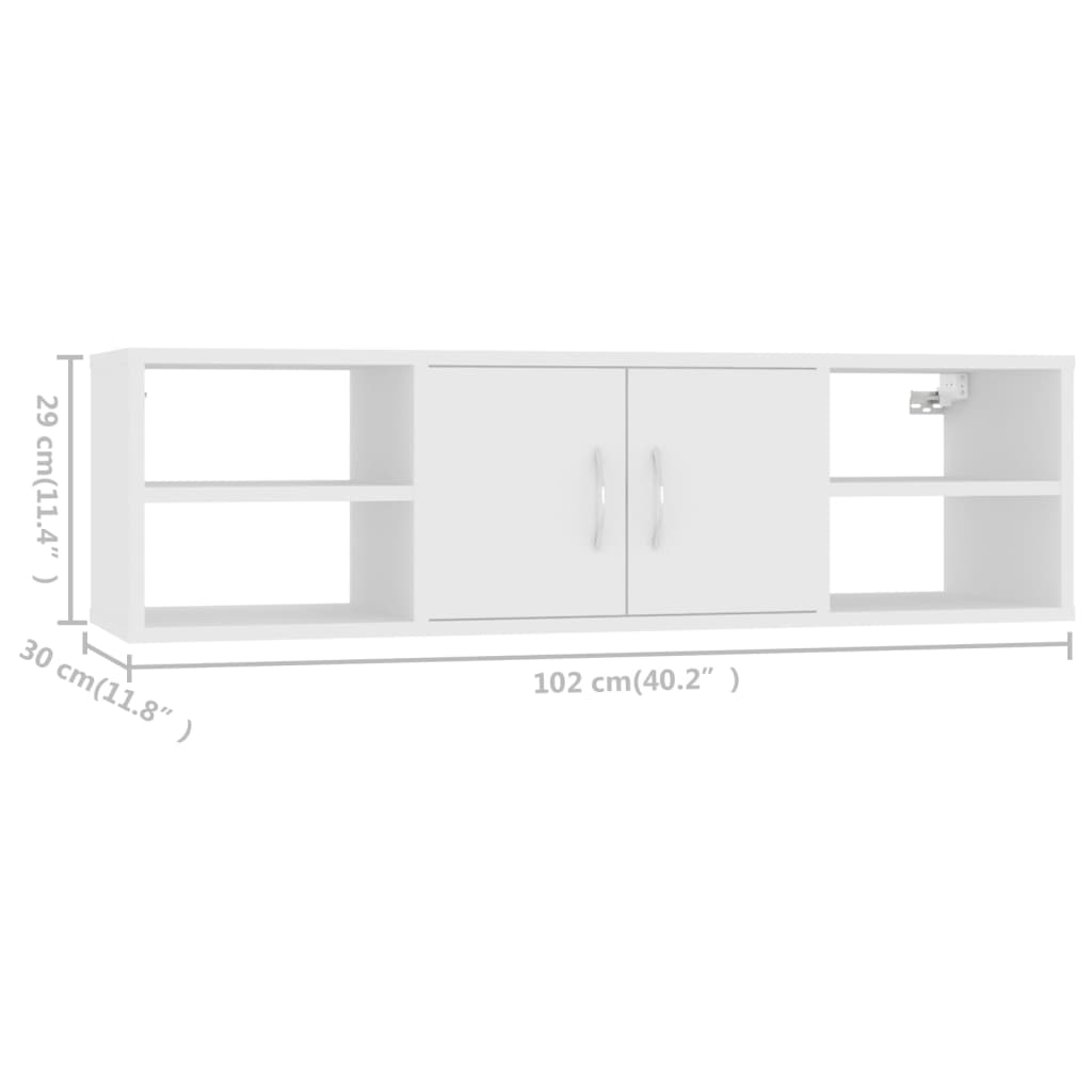 Zidna polica bijela 102 x 30 x 29 cm od konstruiranog drva