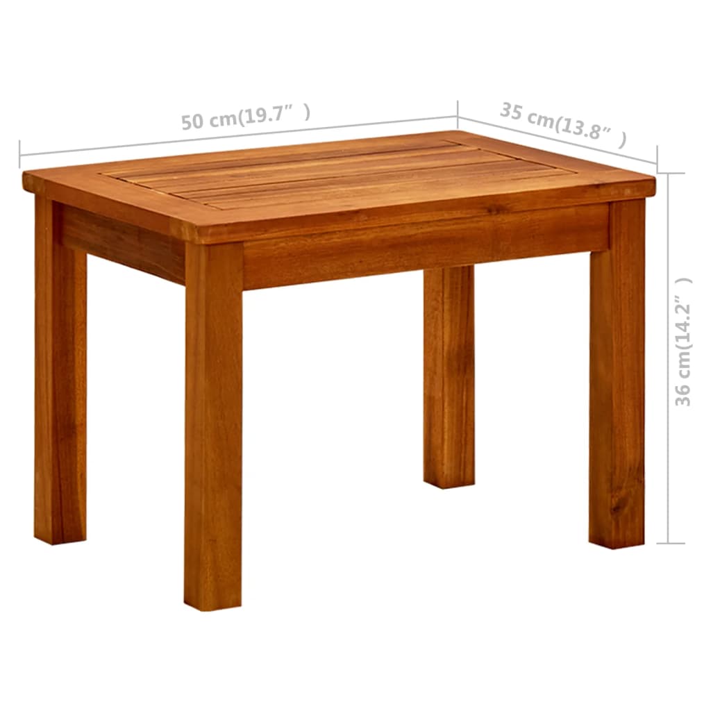 Vrtni stolić za kavu 50 x 35 x 36 cm masivno bagremovo drvo