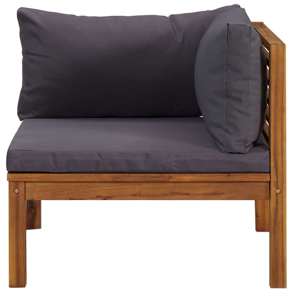 Modularna kutna sofa s tamnosivim jastucima bagremovo drvo