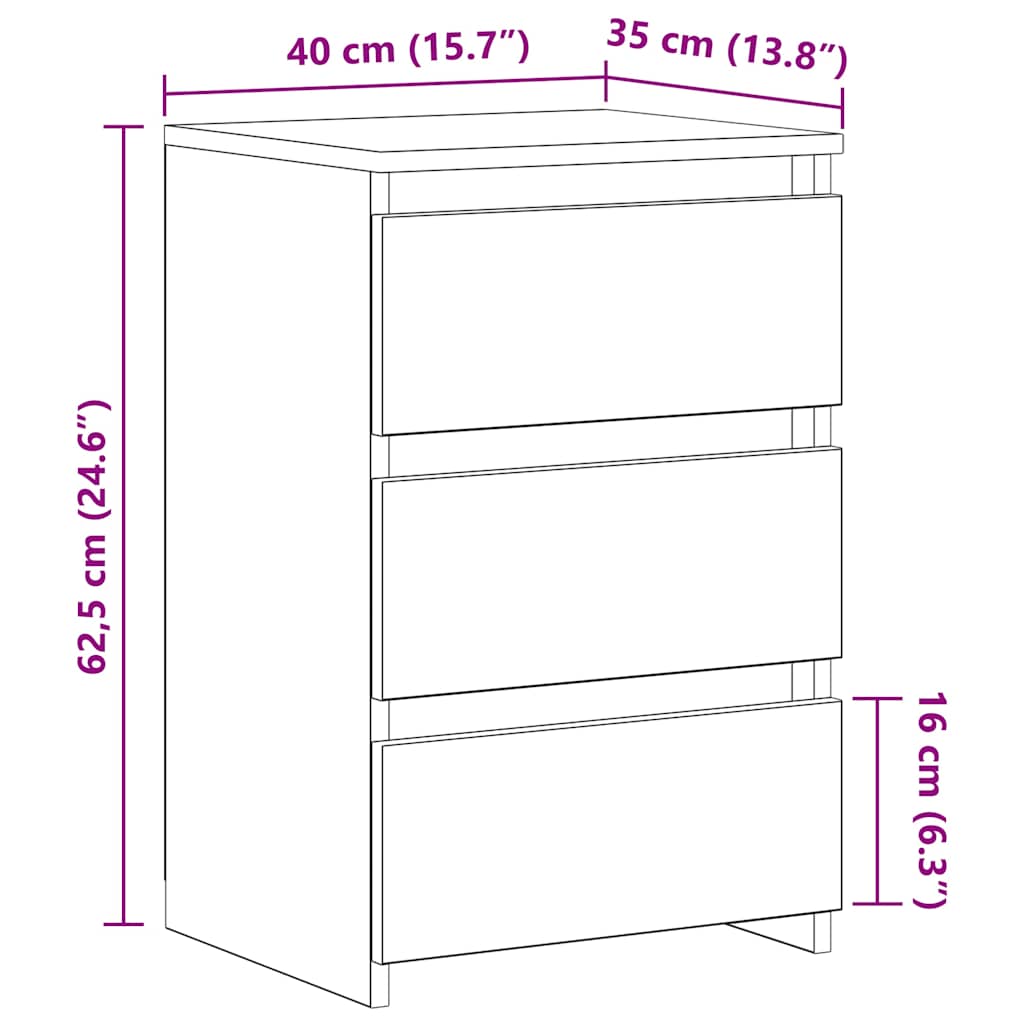 Noćni ormarići 2 kom crni 40 x 35 x 62,5 cm konstruirano drvo