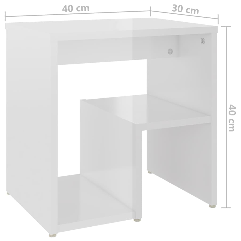 Noćni ormarić 2 kom sjajni bijeli 40x30x40 cm konstruirano drvo