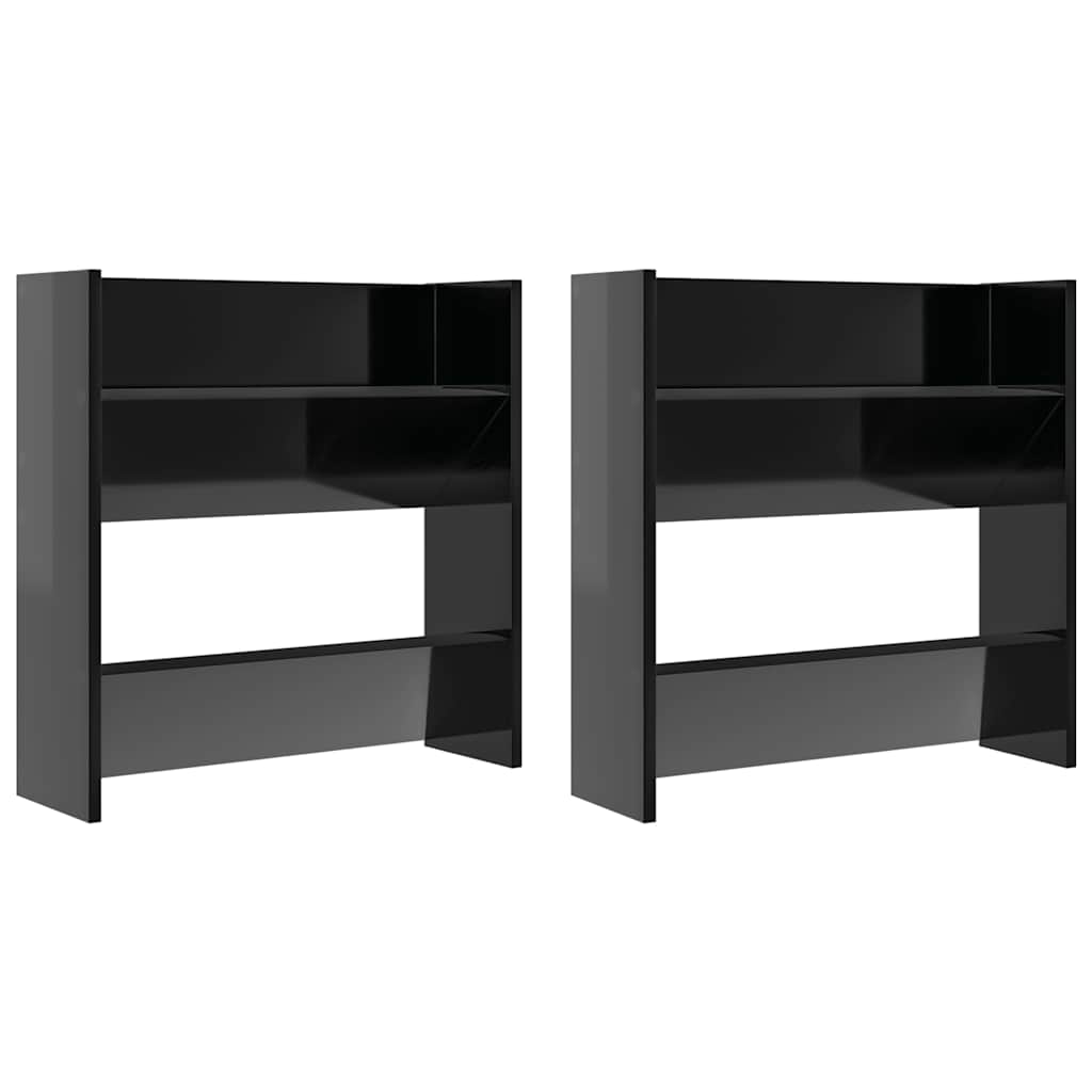Zidni ormarići za cipele 2 kom sjajni crni 60x18x60 cm drveni