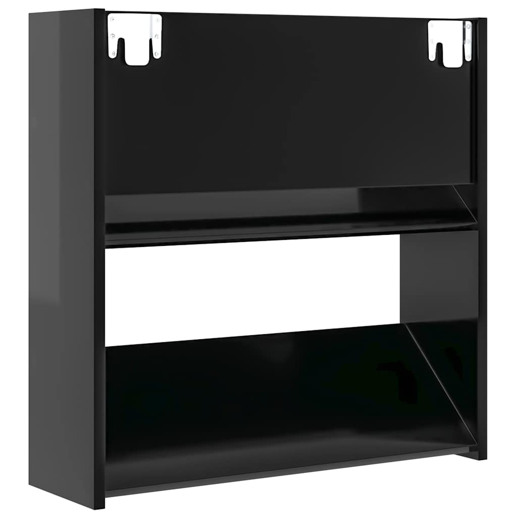 Zidni ormarići za cipele 4 kom sjajni crni 60x18x60 cm drveni
