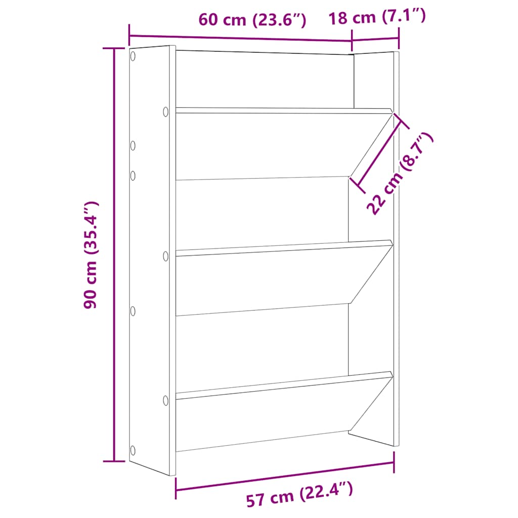 Zidni ormarić za cipele bijeli 60x18x90 cm konstruirano drvo