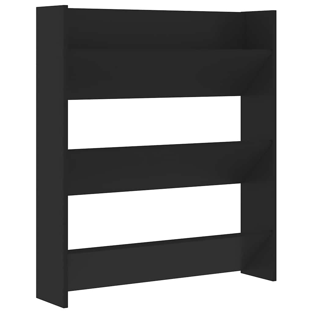 Zidni ormarić za cipele crni 80 x 18 x 90 cm konstruirano drvo