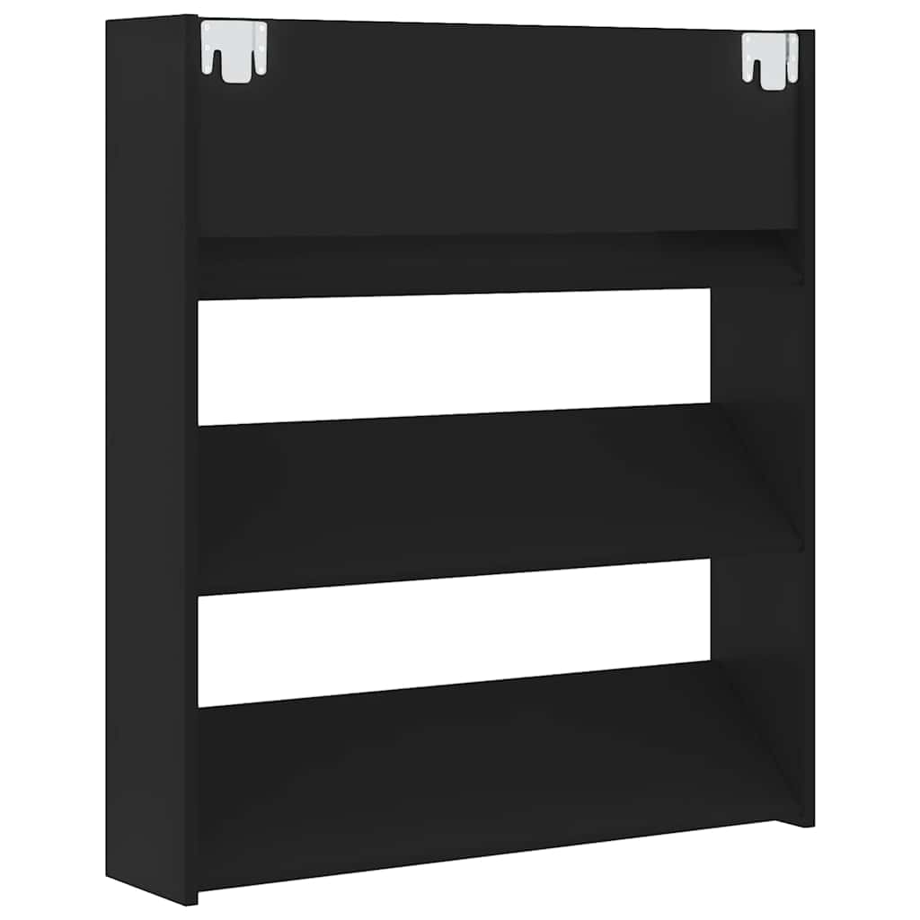 Zidni ormarić za cipele crni 80 x 18 x 90 cm konstruirano drvo