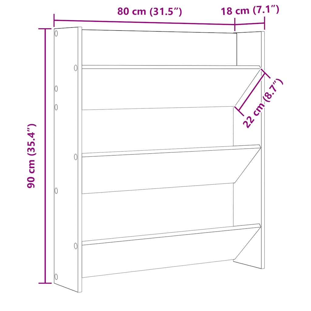 Zidni ormarić za cipele crni 80 x 18 x 90 cm konstruirano drvo