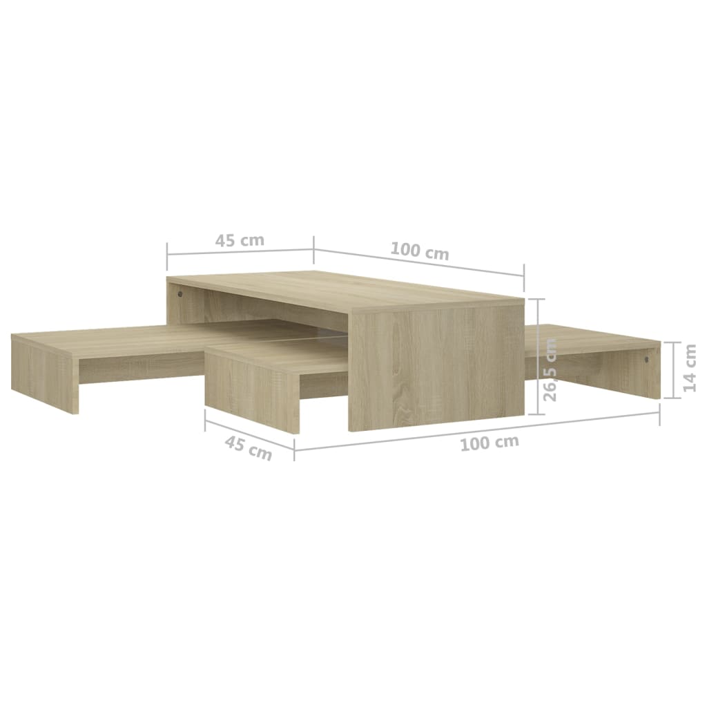 Set uklapajućih stolića boja hrasta 100 x 100 x 26,5 cm drveni