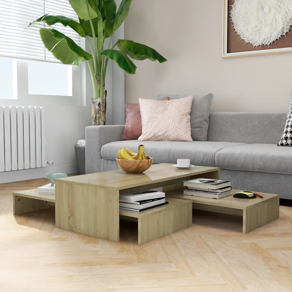Set uklapajućih stolića boja hrasta 100 x 100 x 26,5 cm drveni