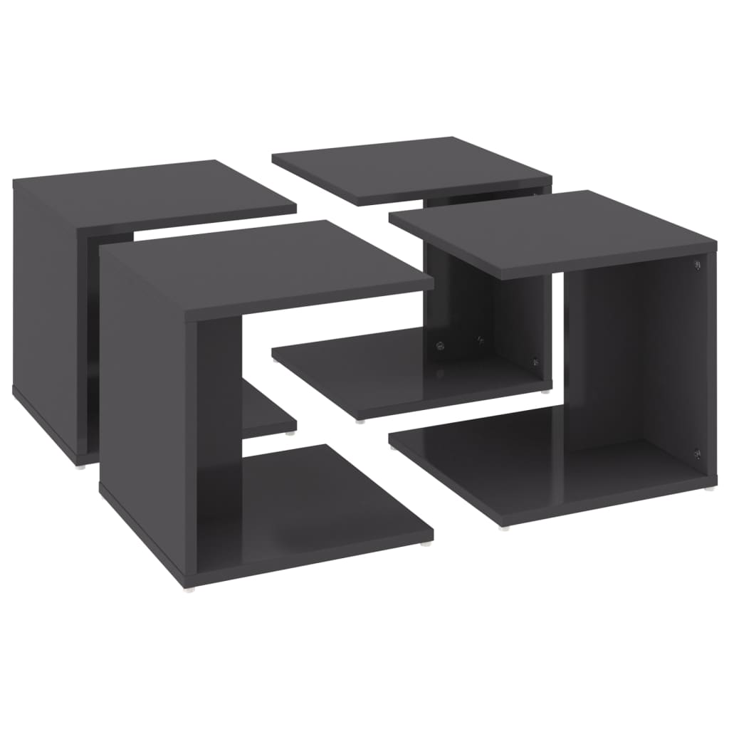 Stolići za kavu 4 kom sjajni sivi 33x33x33 cm konstruirano drvo