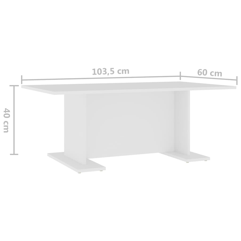 Stolić za kavu bijeli 103,5 x 60 x 40 cm od konstruiranog drva