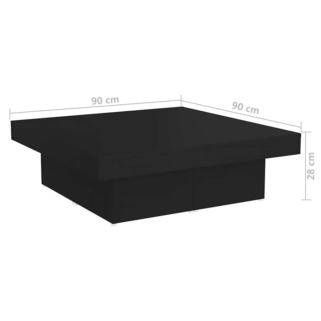 Stolić za kavu crni 90 x 90 x 28 cm od konstruiranog drva