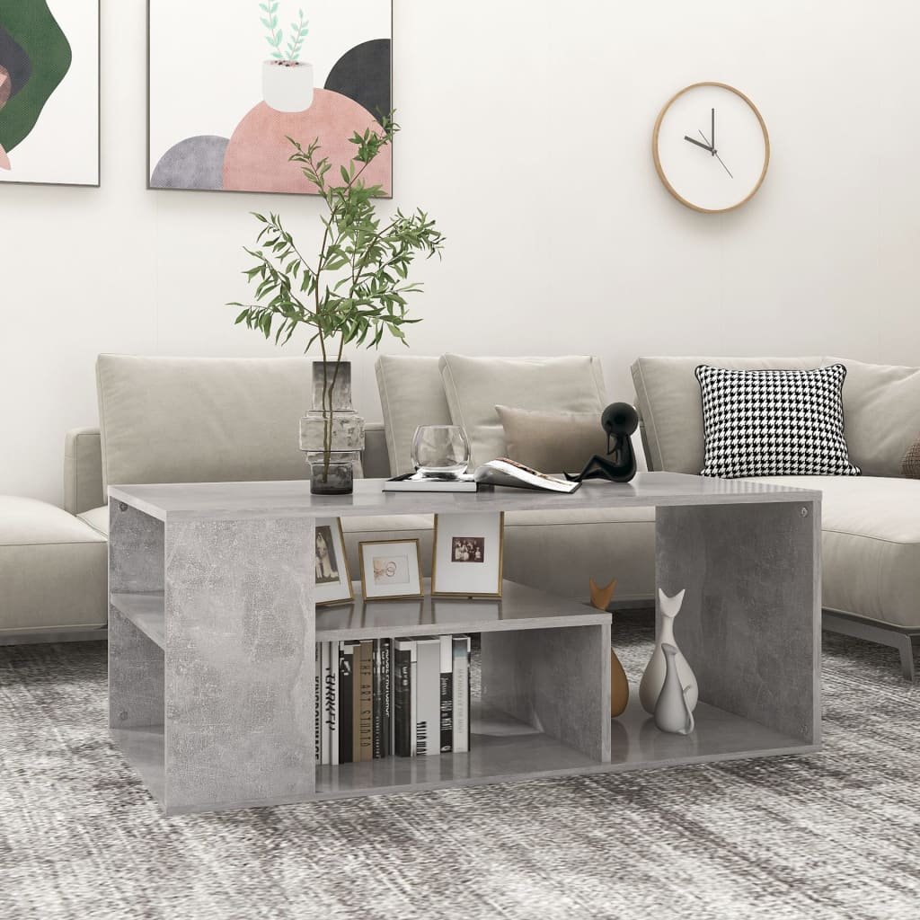 Stolić za kavu boja betona 100 x 50 x 40 cm konstruirano drvo