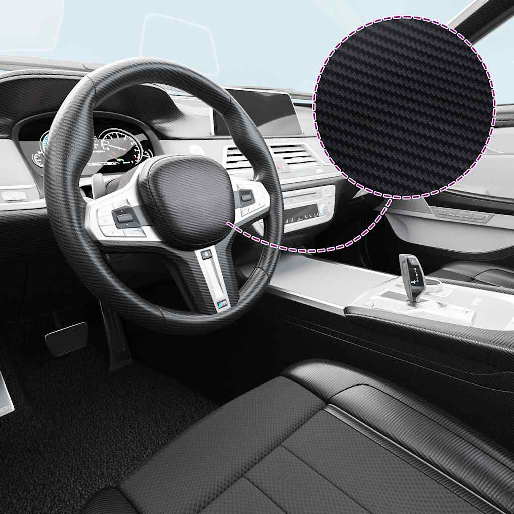 Folije za automobil 2 kom 3D crne 100 x 150 cm + 50 x 150 cm