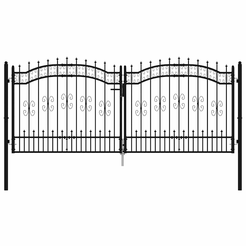 Vrata za ogradu KAMPEN s kopljem na vrhu crna 302 x 125 cm čelična