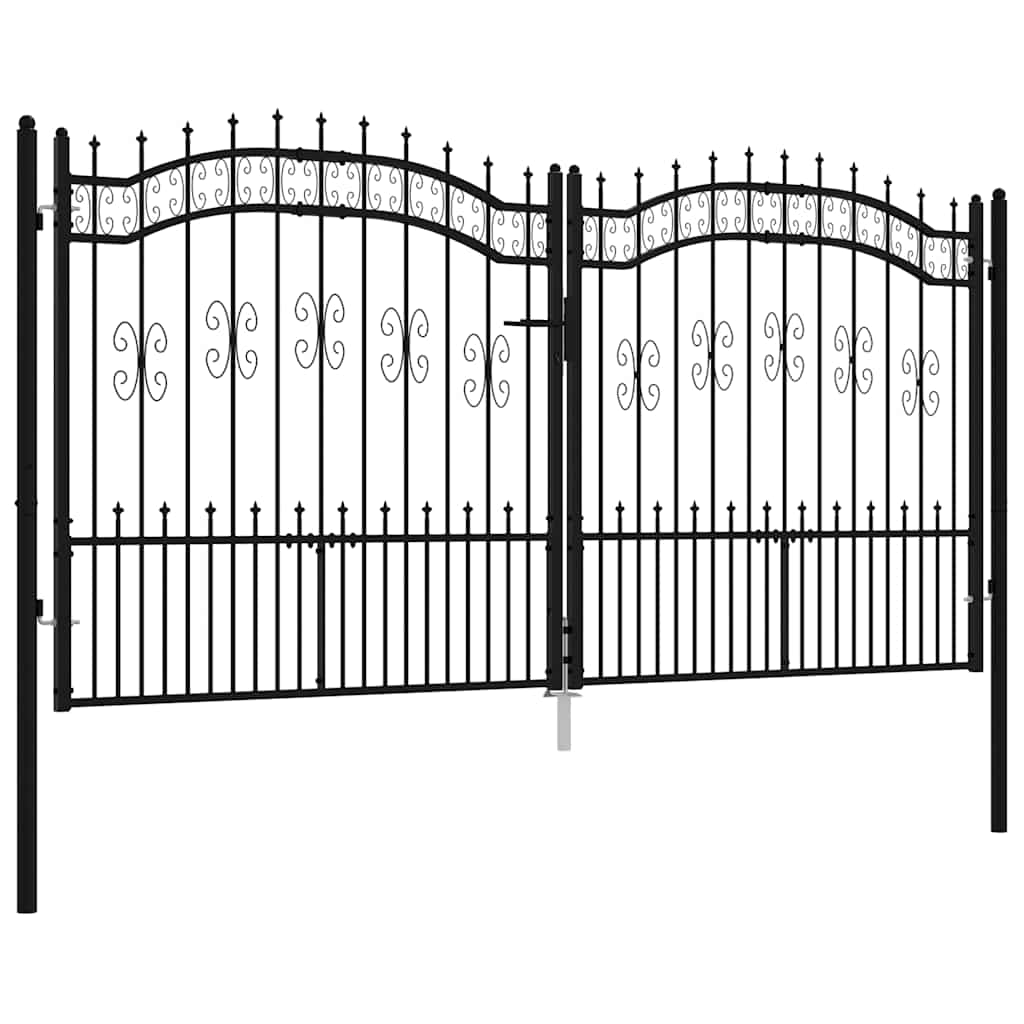 Vrata za ogradu KAMPEN s kopljem na vrhu crna 302 x 150 cm čelična