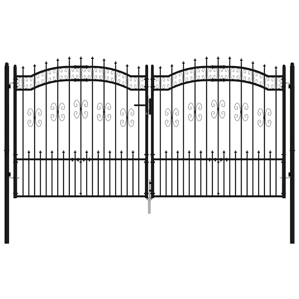 Vrata za ogradu KAMPEN s kopljem na vrhu crna 302 x 150 cm čelična