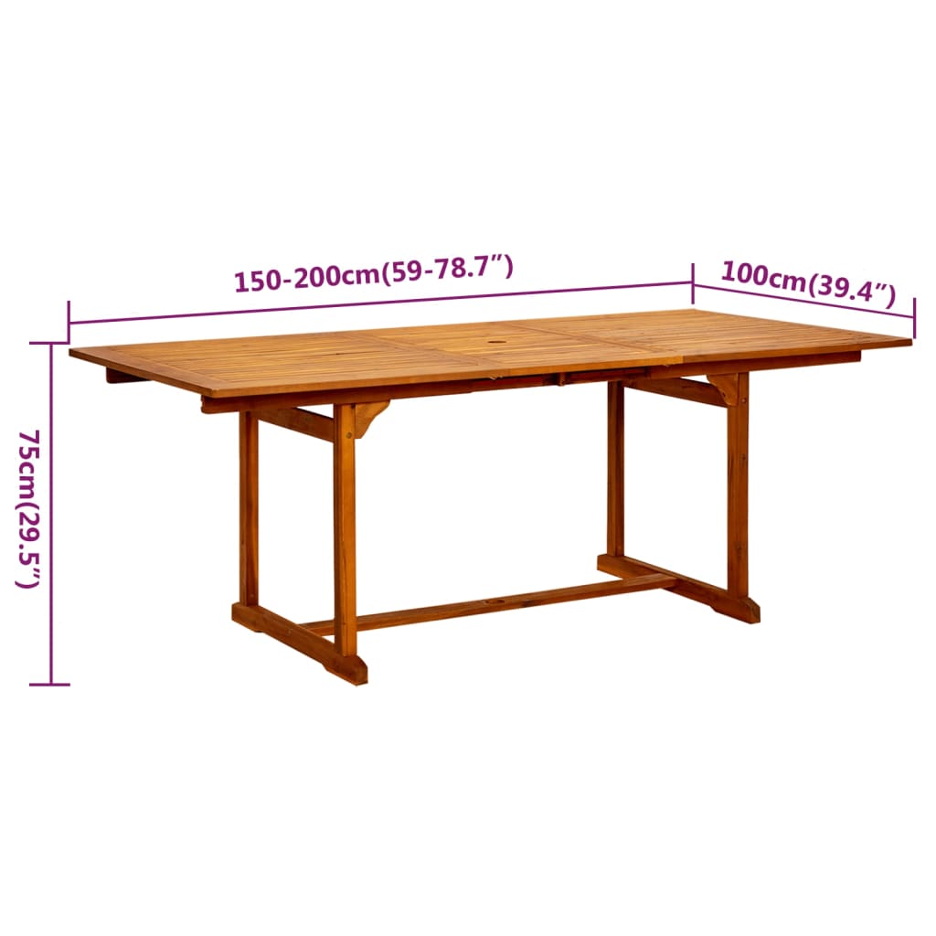 7-dijelni vrtni blagovaonski set od masivnog bagremovog drva 150-200 cm