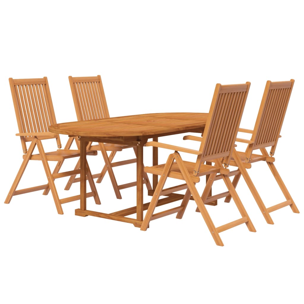 5-dijelni vrtni blagovaonski set od masivnog bagremovog drva 120-170 cm