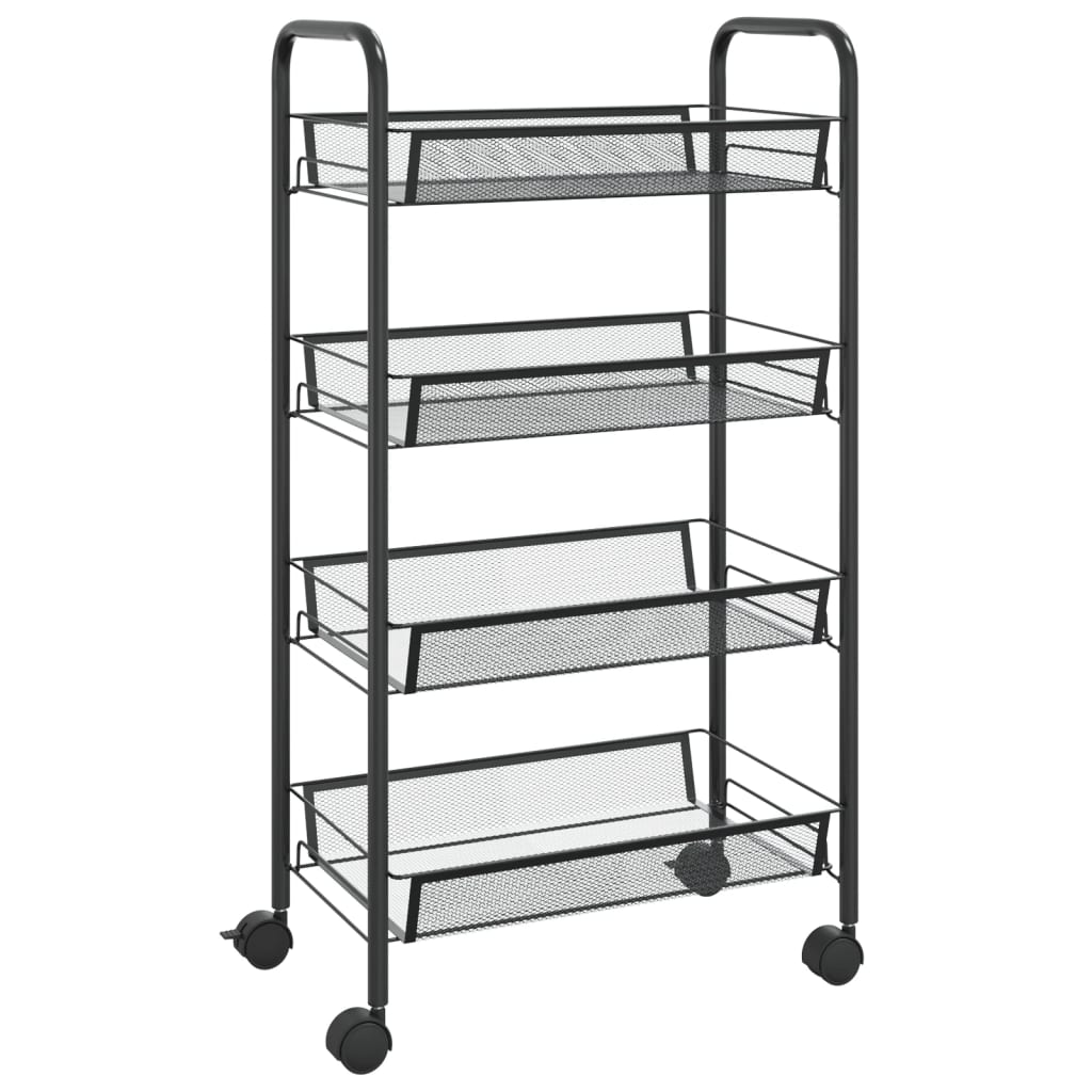 Kuhinjska kolica s 4 razine crna 46 x 26 x 85 cm željezna