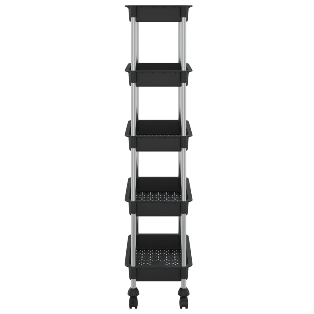 Kuhinjska kolica s 5 razine crna 42x29x128 cm željezo i ABS