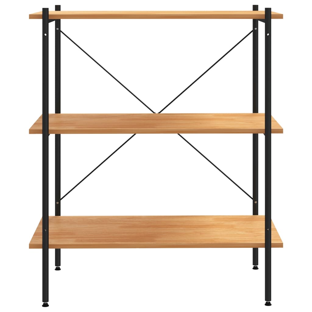 Polica s 3 etaže crna i hrastova 80x40x92 cm
