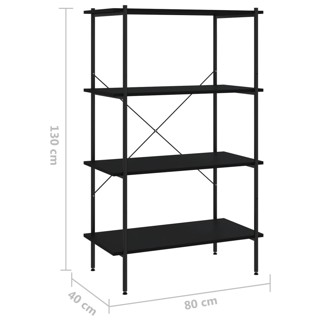 Police s 4 razine crne 80 x 40 x 130 cm