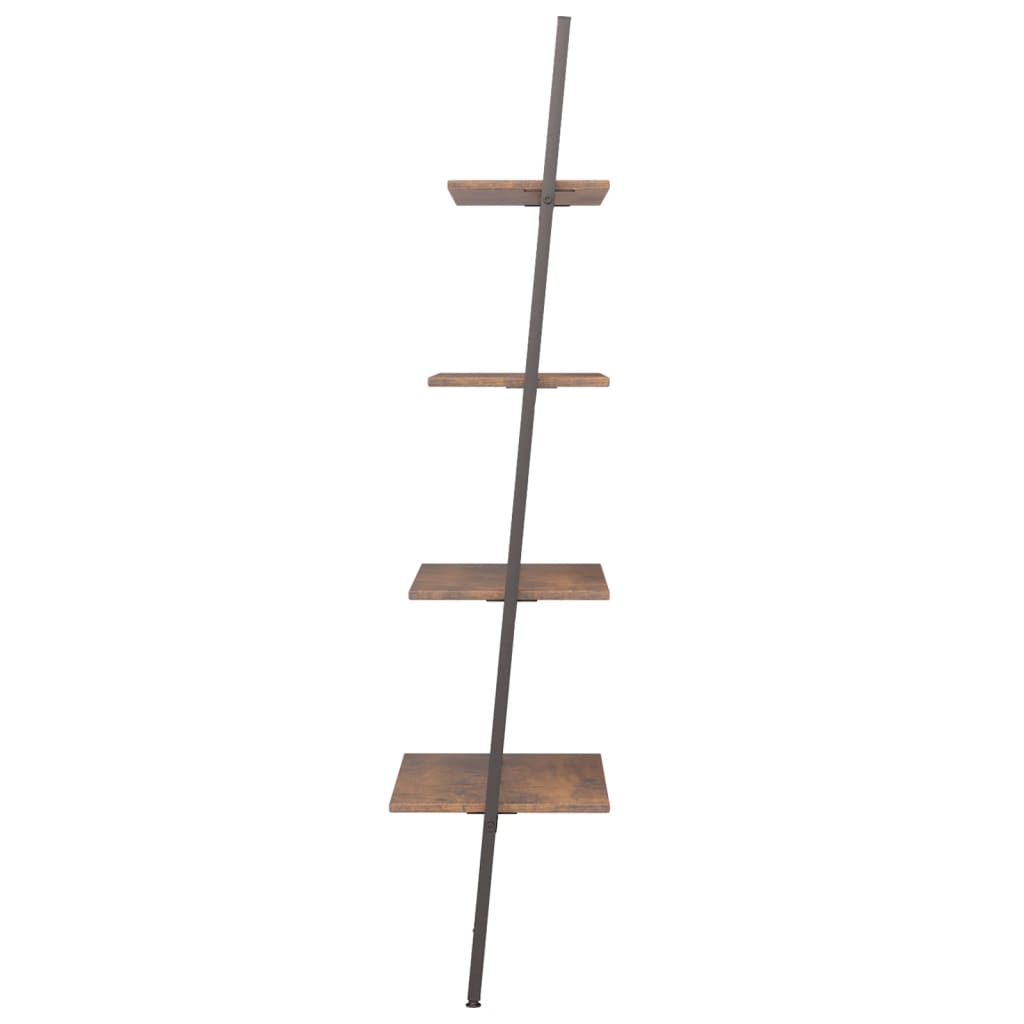 Naslanjajuće police s 4 razine tamnosmeđe-crne 64x34x150,5 cm