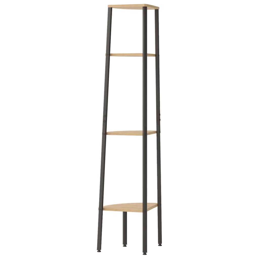 Kutna polica s 4 razine svijetlosmeđa i crna 45,5x31,5x150 cm