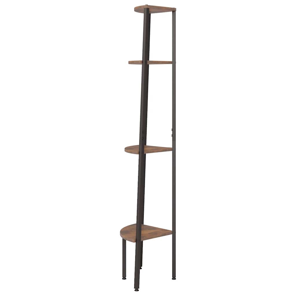 Kutna polica s 4 razine tamnosmeđa i crna 45,5x31,5x150 cm