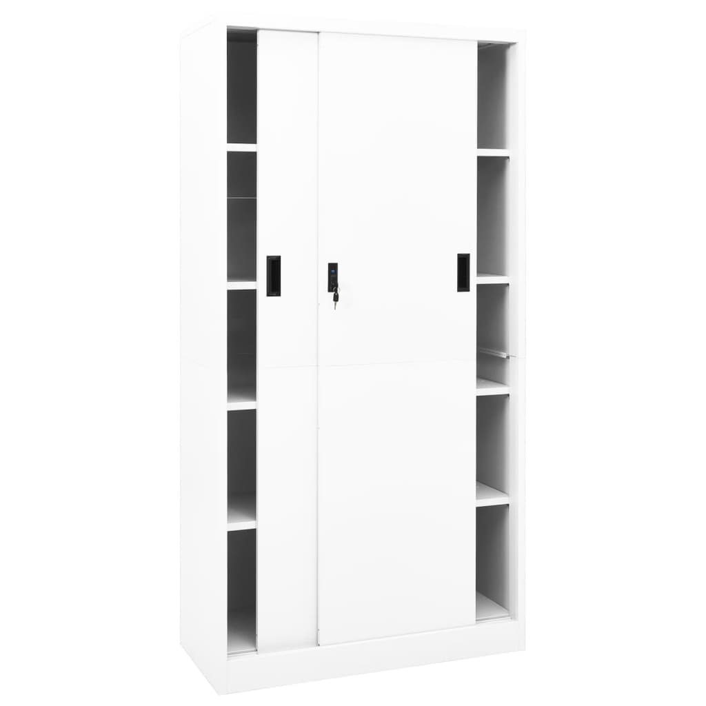 Uredski ormarić s kliznim vratima bijeli 90x40x180 cm čelični
