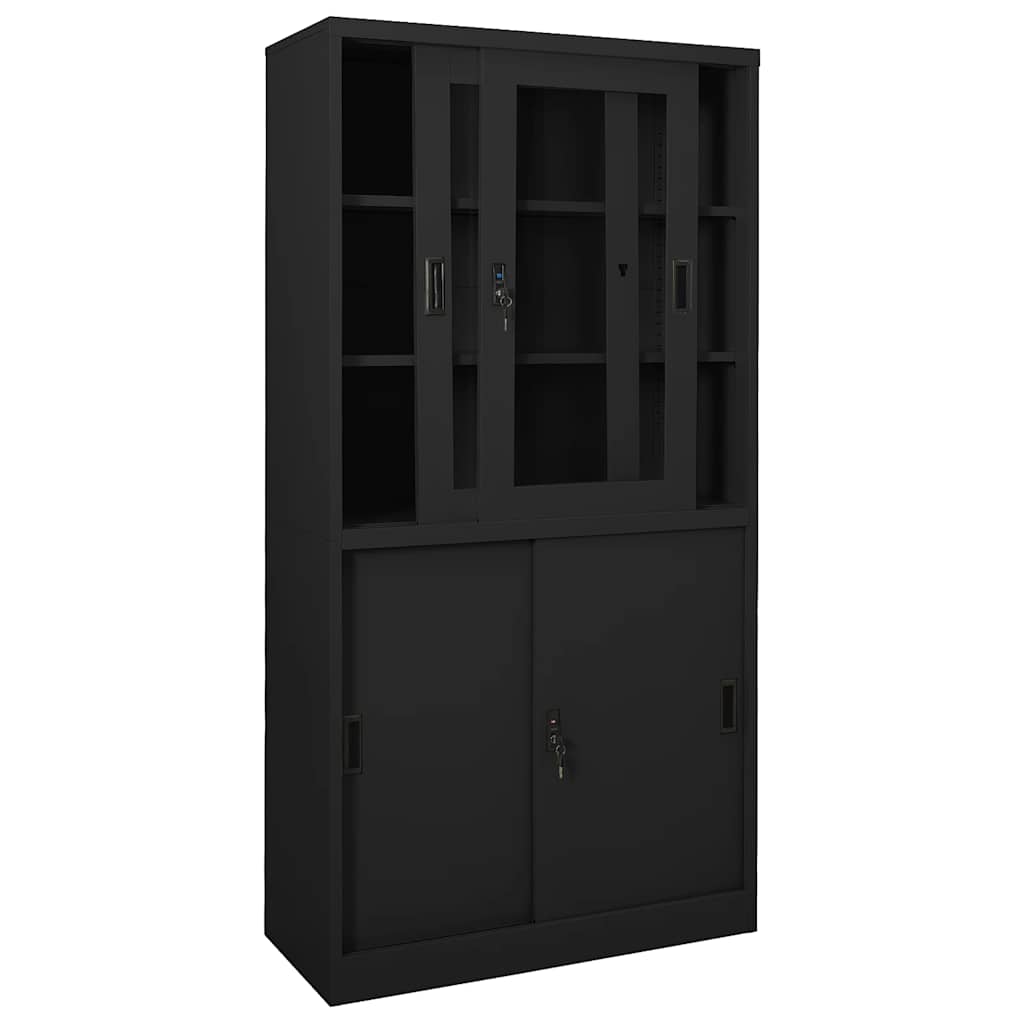 Uredski ormarić s kliznim vratima antracit 90x40x180 cm čelični