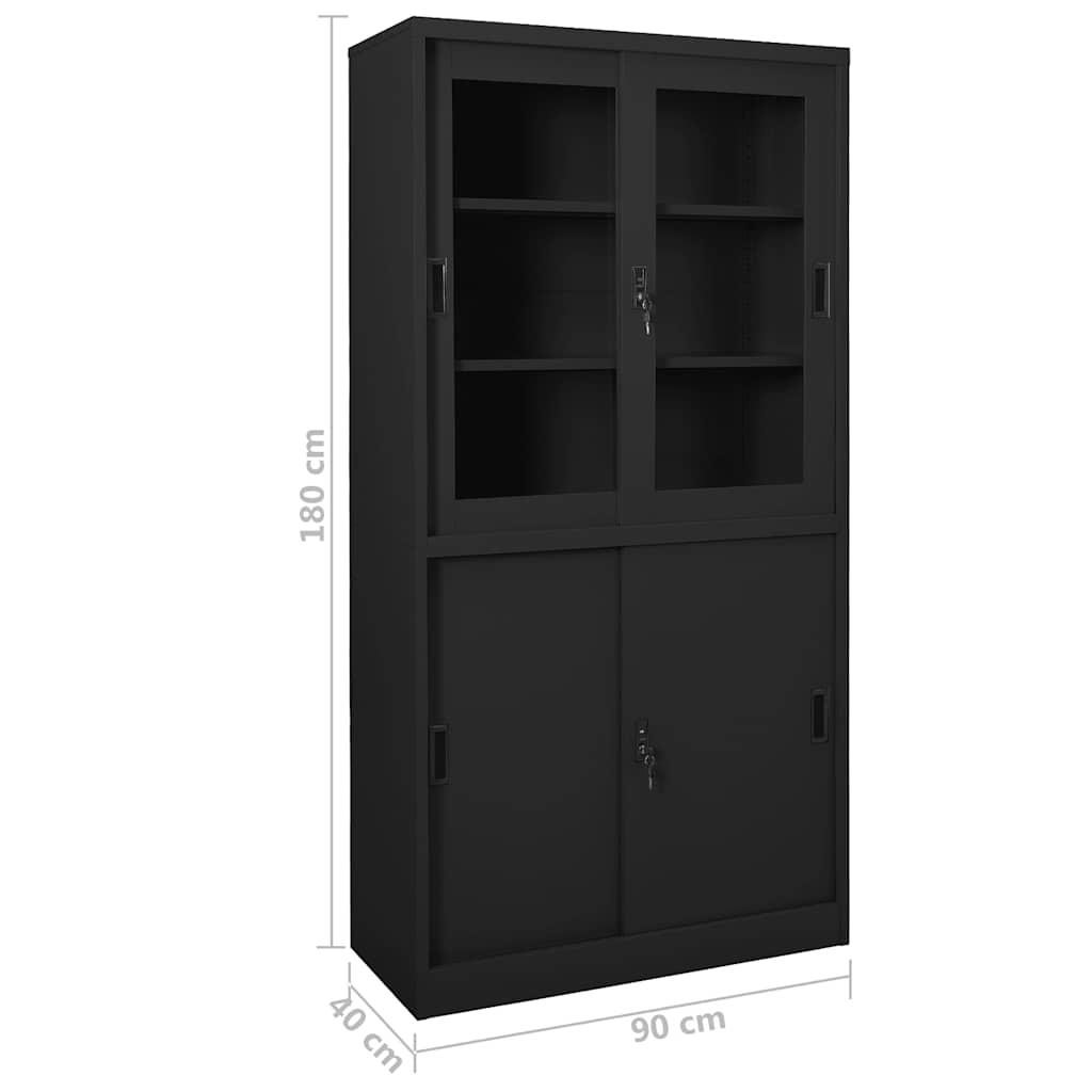 Uredski ormarić s kliznim vratima antracit 90x40x180 cm čelični