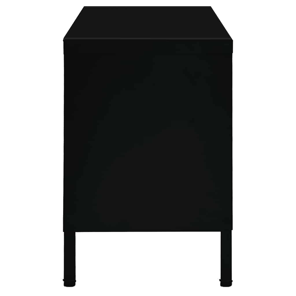 TV ormarić crni 90 x 30 x 44 cm od čelika i stakla