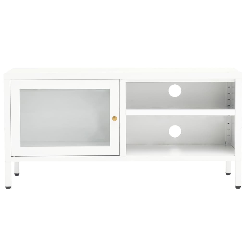 TV ormarić bijeli 90 x 30 x 44 cm od čelika i stakla