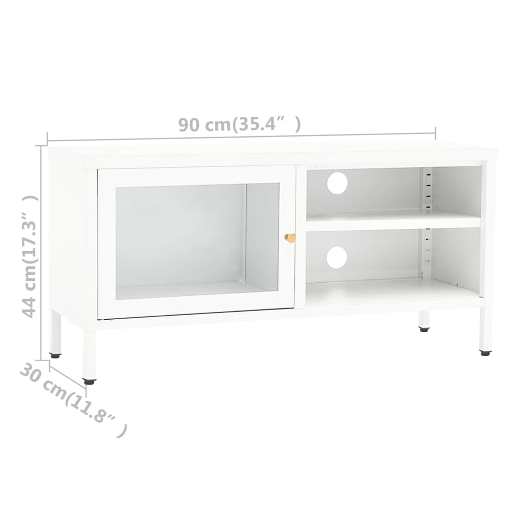 TV ormarić bijeli 90 x 30 x 44 cm od čelika i stakla