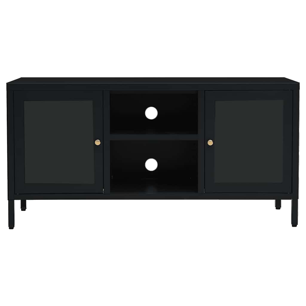 TV ormarić crni 105 x 35 x 52 cm od čelika i stakla